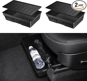 BASENOR 2PCS Tesla Model Y Under Seat Storage Box Organizer Hidden Tray Underseat Bins with Lid Cover for 2020-2024 Model Y Interior Accessories Gen 2