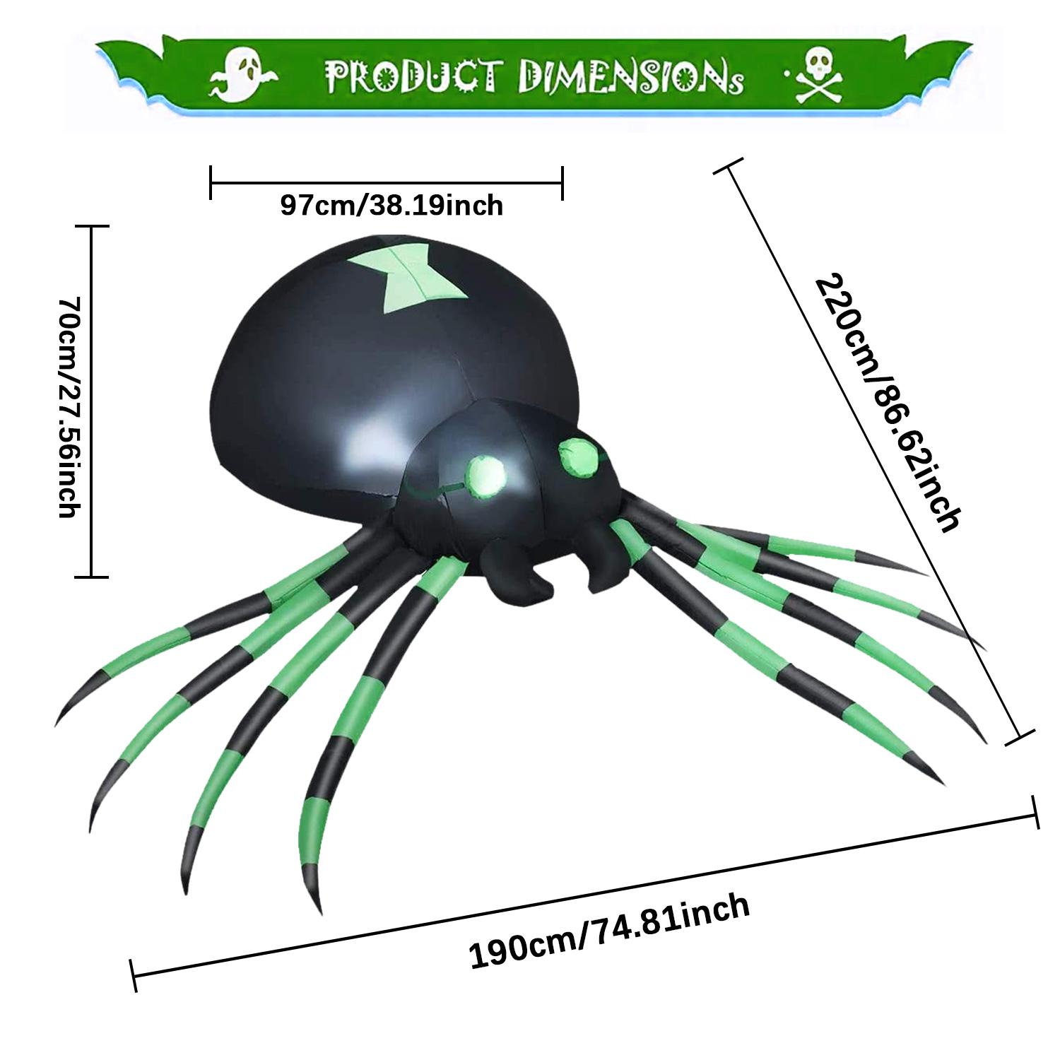 7.2 FT Width Halloween Inflatable Spider Outdoor Decoration with Built-in LED Lights, Spider Blow Up Yard Inflatables for Outdoor Lawn Garden Yard and Holiday Decor