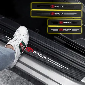 4PCS Car Door Sill Protective Films Stickers For Toyota Corolla Yaris Camry Prius RAV4 CHR Hilux Aygo Avensis Key Accessories