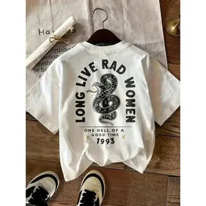 Unisex "Long Live Rad Women" Graphic T-Shirt Vintage Snake Design 1993 Retro Girl Power & Feminist Art Oversized Soft Cotton Crew Neck Top Casual Streetwear Tee For Strong Women & 90s Style Lovers