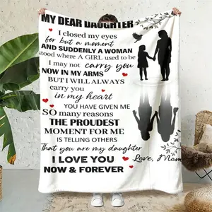 2026 New Arrivals 1Pc Emotional Connection Heartfelt Father & Mother To Daughter Flannel Throw Blanket - Soft, Cozy, And Sentimental Gift For Birthdays, Anniversaries, Or Special Occasions - Digital Print With Loving