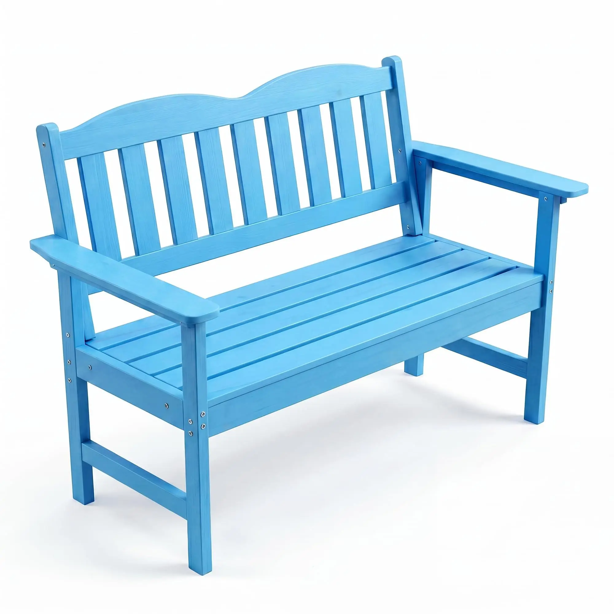 GARVEE 2-Person Poly Lumber Garden Bench, Slatted Patio Loveseat, Weather-Resistant Outdoor Seating for Yard, Garden, Porch, Park or Backyard, Light Blue