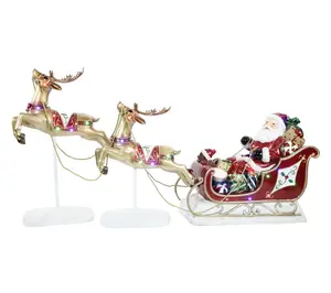 Fraser Hill Farm LED Flying Reindeer, Santa andSleigh