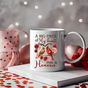 1pc 11oz Ceramic Coffee Mug Cardinal, Memorial Gift, Travel Cup Insulated Reusable Cup for Hot Drinks, Hand Wash Only, Perfect Gift for Easter, Mother's Day, Father's Day, Family Friends Graduation, Independence Day, Home Decor Coffee Bar Accessories