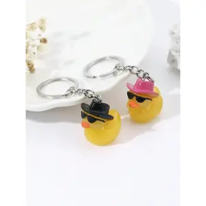 Cute Cartoon Duck Design Keychain for Women & Men Fashionable Trendy All-match Exquisite Keychain for Birthday Gift with Adorable Duck Charms