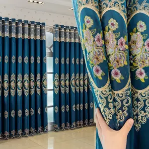 1pc European Luxury Embroidered Double Layer Blackout Thermal Insulated Curtain, Noise Reduction Insulation, Bedroom Living Room Decor, Fashion Home Decoration