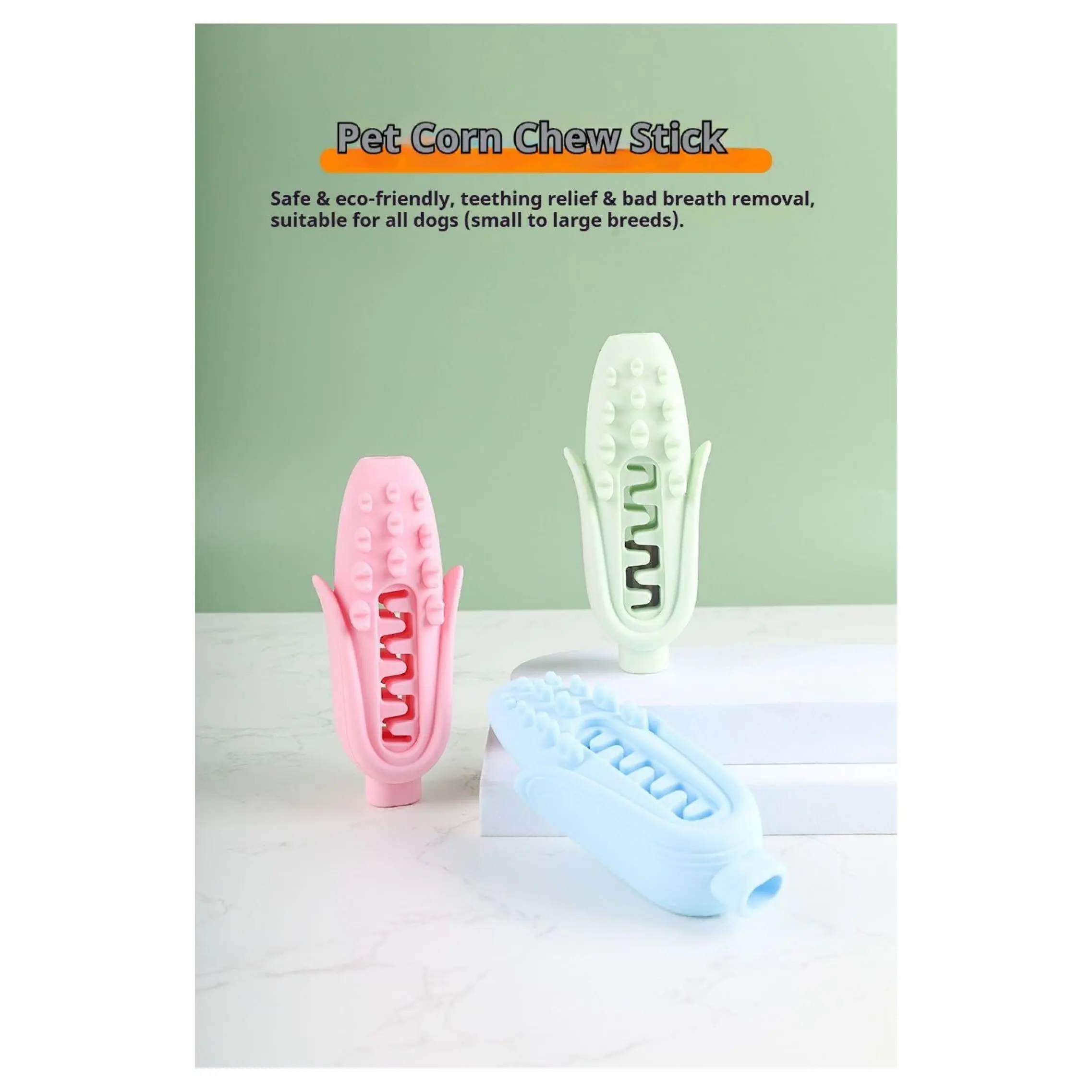 Dog Chew Toys Corn Stick, Silicone Teething Toy for Puppies & Adult Dogs, Durable Bite Resistant Chew Toy for Boredom, Small/Medium/Large Breeds