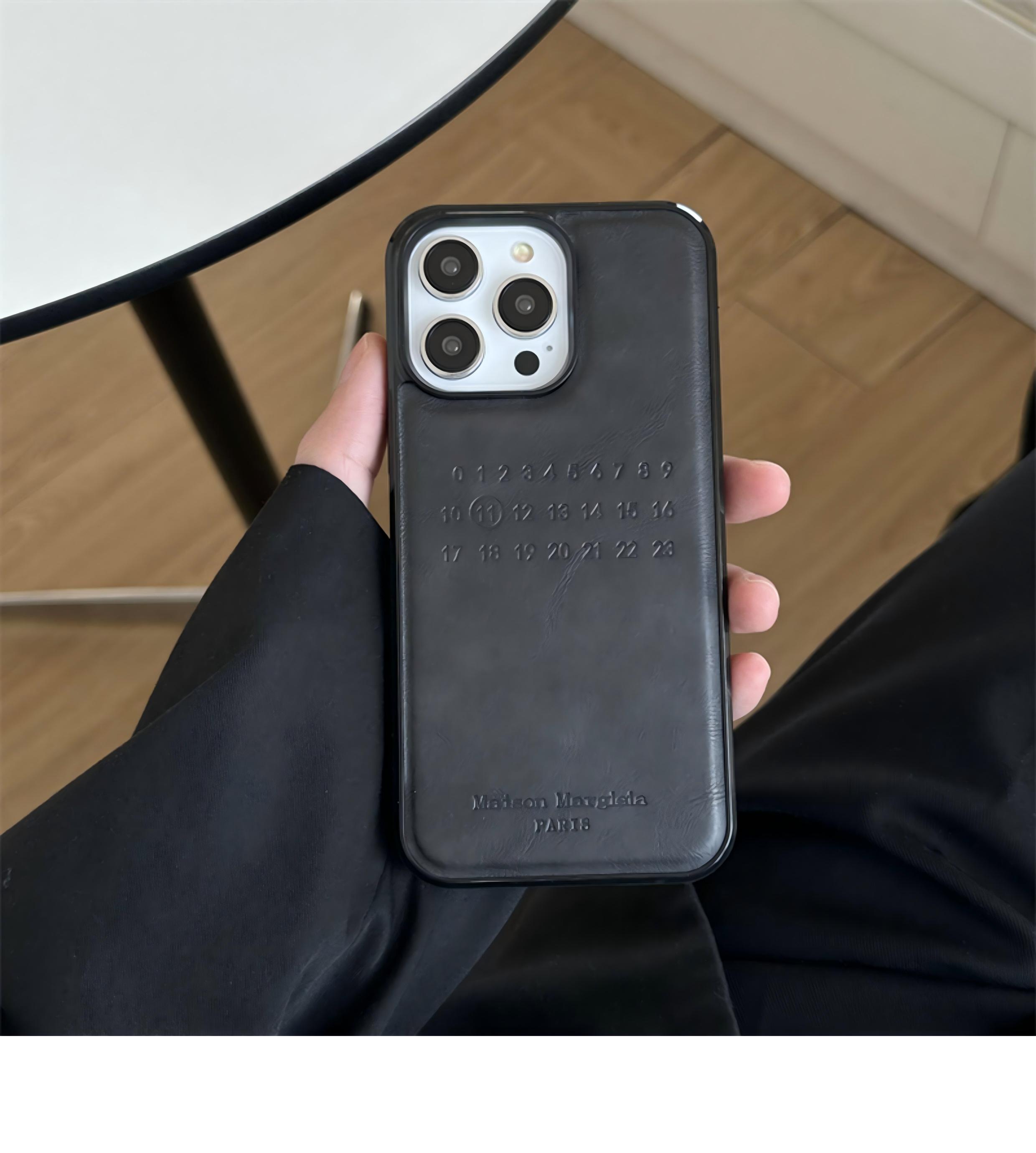 Case & Nova. Luxury minimalist leather phone case with number pattern for iPhone 17 Pro Max, 16, 15, 14, 13 — premium shockproof protective shell junk