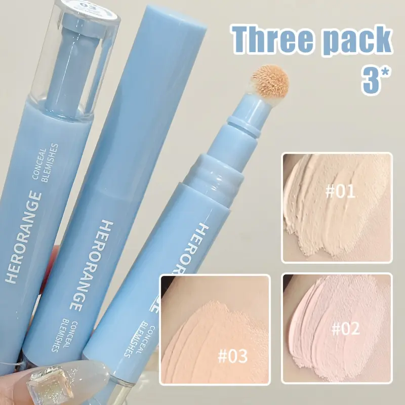HERORANGE 3-Pack Lightweight Concealer Contour Sticks, Makeup with