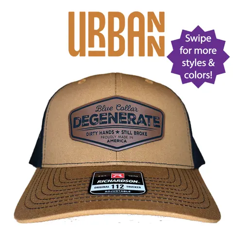 Blue Collar Degenerate Hat - Richardson 112, Flat Bill Classic Snapback Snapback Closure