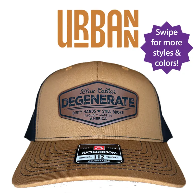 Blue Collar Degenerate Hat - Richardson 112, Flat Bill Classic Snapback Snapback Closure