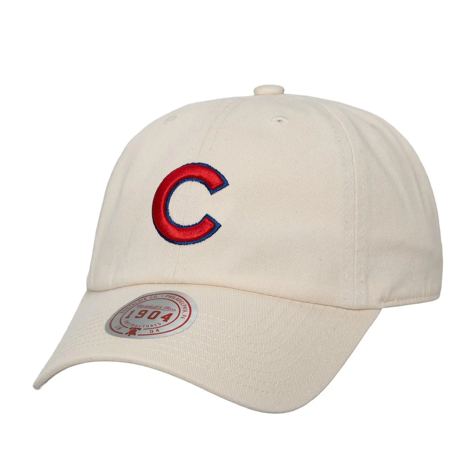Chicago Cubs Cream Off-Season Strapback Hat - MLB Vintage Throwback Dad Cap, Adjustable Cubs Baseball Hat, Retro Cooperstown Style, Mitchell & Ness Fan Gift