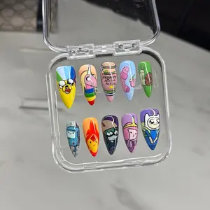 Adventure Time Hand painted character art set Press-On Nails - Colorful Cartoon Character Designs for Stylish Manicure