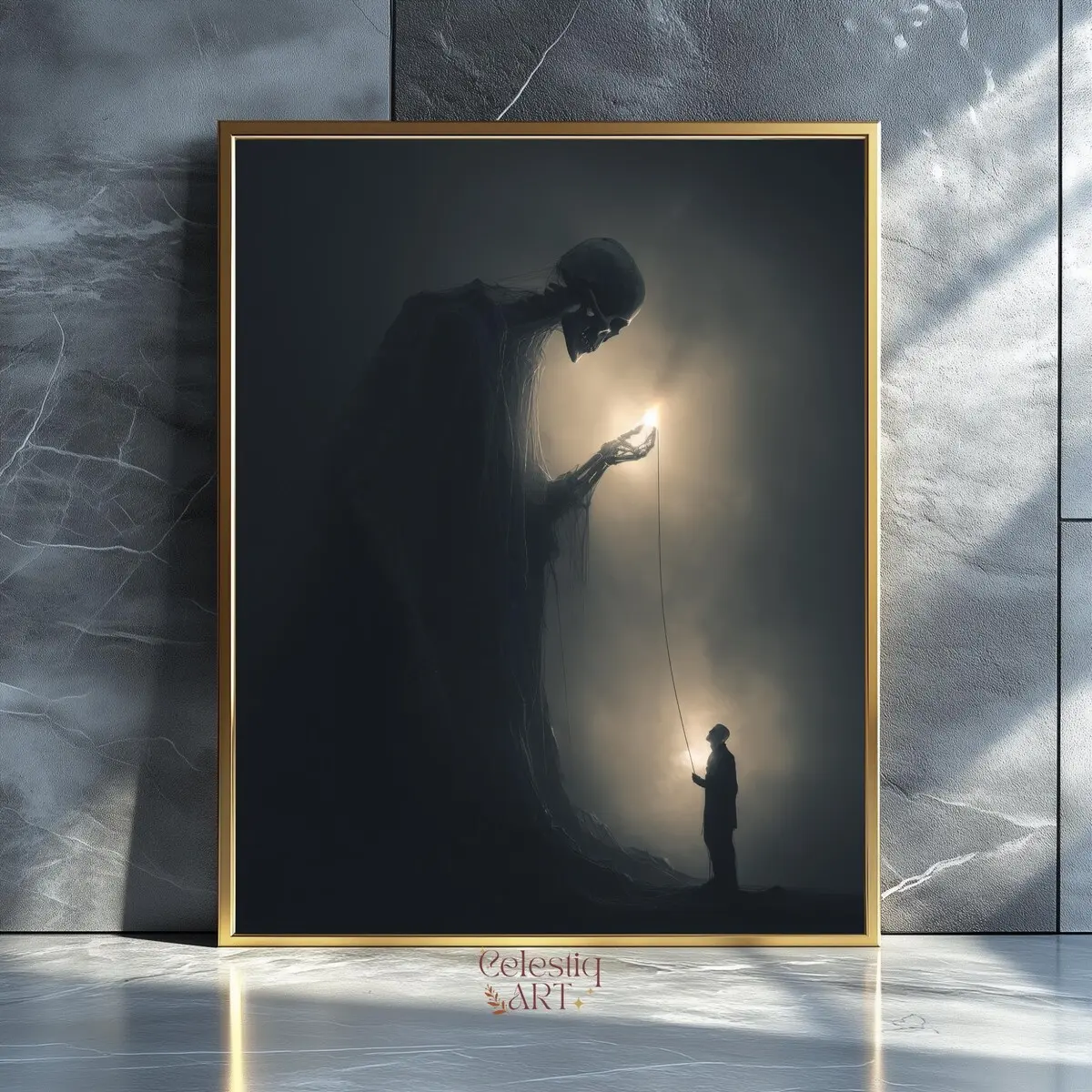 Gothic Grim Reaper Wall Art Spooky Horror Home Decor Dark Academia Aesthetic Macabre Skeleton Print Creepy Gothic Halloween Art , Room Decor, Unframed