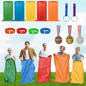 14PCS Potato Sack Race Bags, Outdoor Games Sack Race Bags Kit Include Potato Sacks, 3-Legged Race Bands, Plastic Medals, Carnival Outdoor Lawn Party Field Day Games for Adults & Family