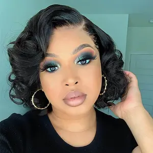 Subella Glueless Short Bob Wig Pre Cut Lace Body Wave 8x5 HD Lace Front Wigs Pre Plucked Human Hair For Women 200% Density 12 Inch