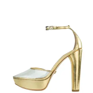 Lidia Talavera High Heels for Men, Women, and Nonbinary | Bella Sexy Clear Platform Heels with Gold Accents