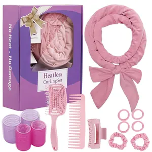 Heatless Curls Overnight, 70'' Velvet Hair Curlers for Long Hair, No Heat Hair Rollers - Pink