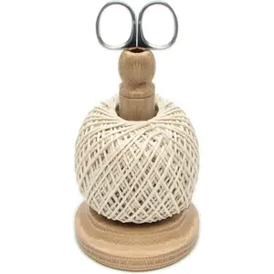 Traditional Kitchen Twine Rack with Scissors - Butcher Twine Reel Dispenser with Cutter - Gardening Cotton Line - Made in UK
