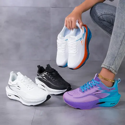 Women's Low-Top Mesh Fabric Sneakers - Breathable, Anti-Slip, Durable, Gradient Color, Lightweight Lace-Up Outdoor Active Casual Trainers with Round Toe for Running, Walking, All-Season Comfort (Shoes for Women)