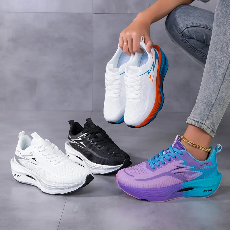Women's Low-Top Mesh Fabric Sneakers - Breathable, Anti-Slip, Durable, Gradient Color, Lightweight Lace-Up Outdoor Active Casual Trainers with Round Toe for Running, Walking, All-Season Comfort (Shoes for Women)