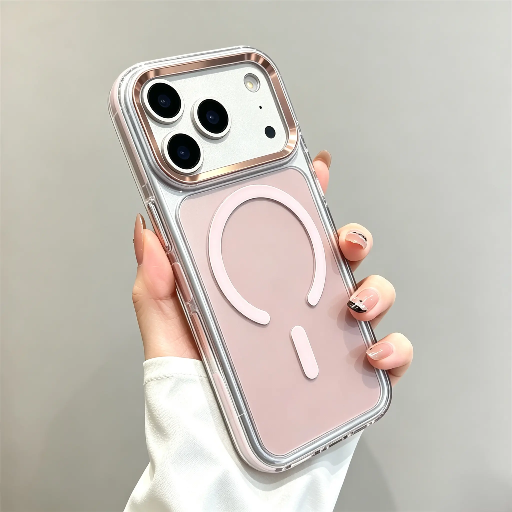 Soft Silicone TPU Magnetic Phone Shell Airbag Shock Absorb Anti-Fall Design Built-in Metal Camera Lens Ring Protective Case For iPhone 17 Pro Max