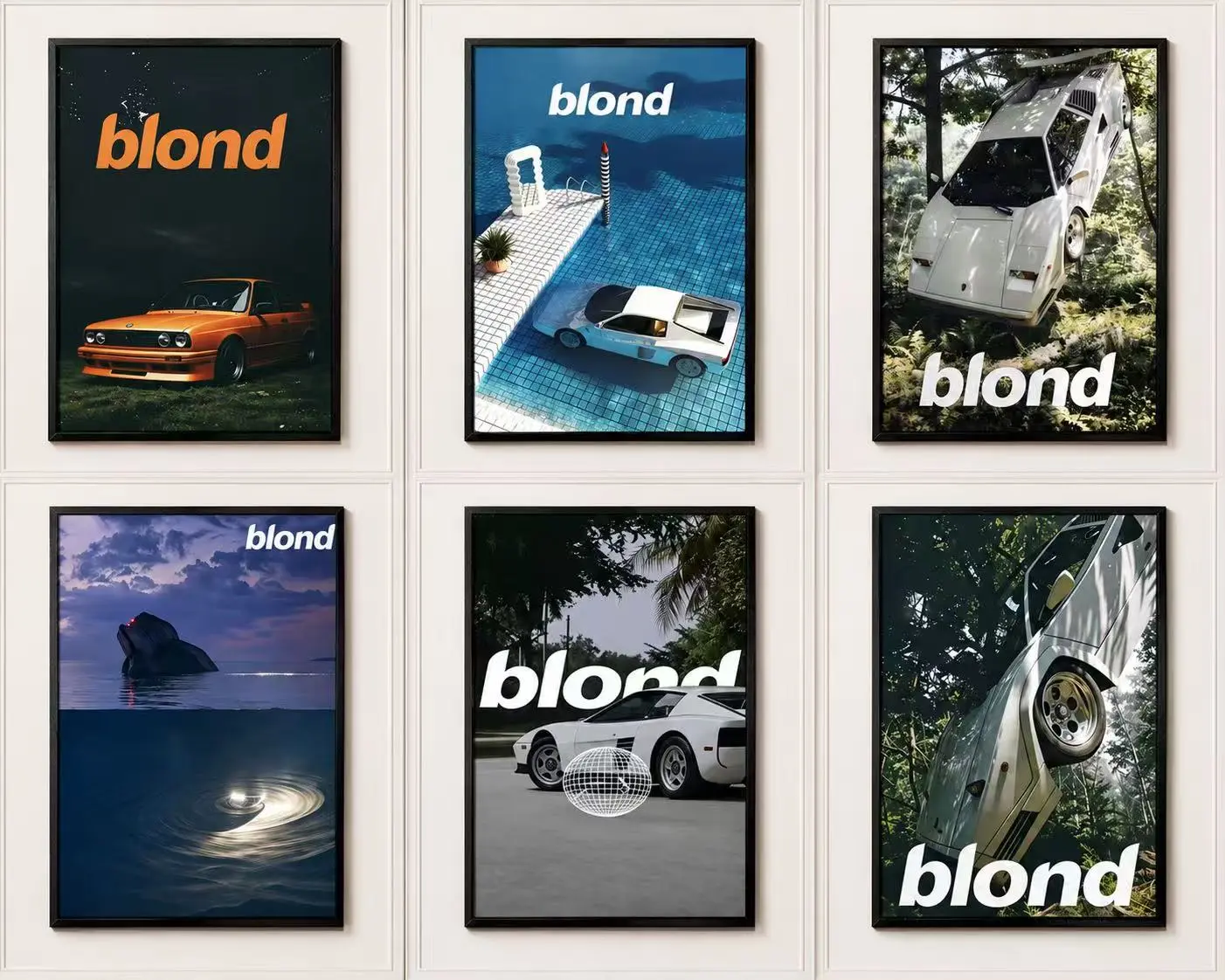 6-Piece Retro Cars Canvas Photo Wall Art Pack - Framed/Unframed Vehicle Posters, Premium HD Fade-Resistant Prints, Aesthetic Design, Ready-to-Hang Mens Room Decor, Ideal Gift for Car Enthusiasts