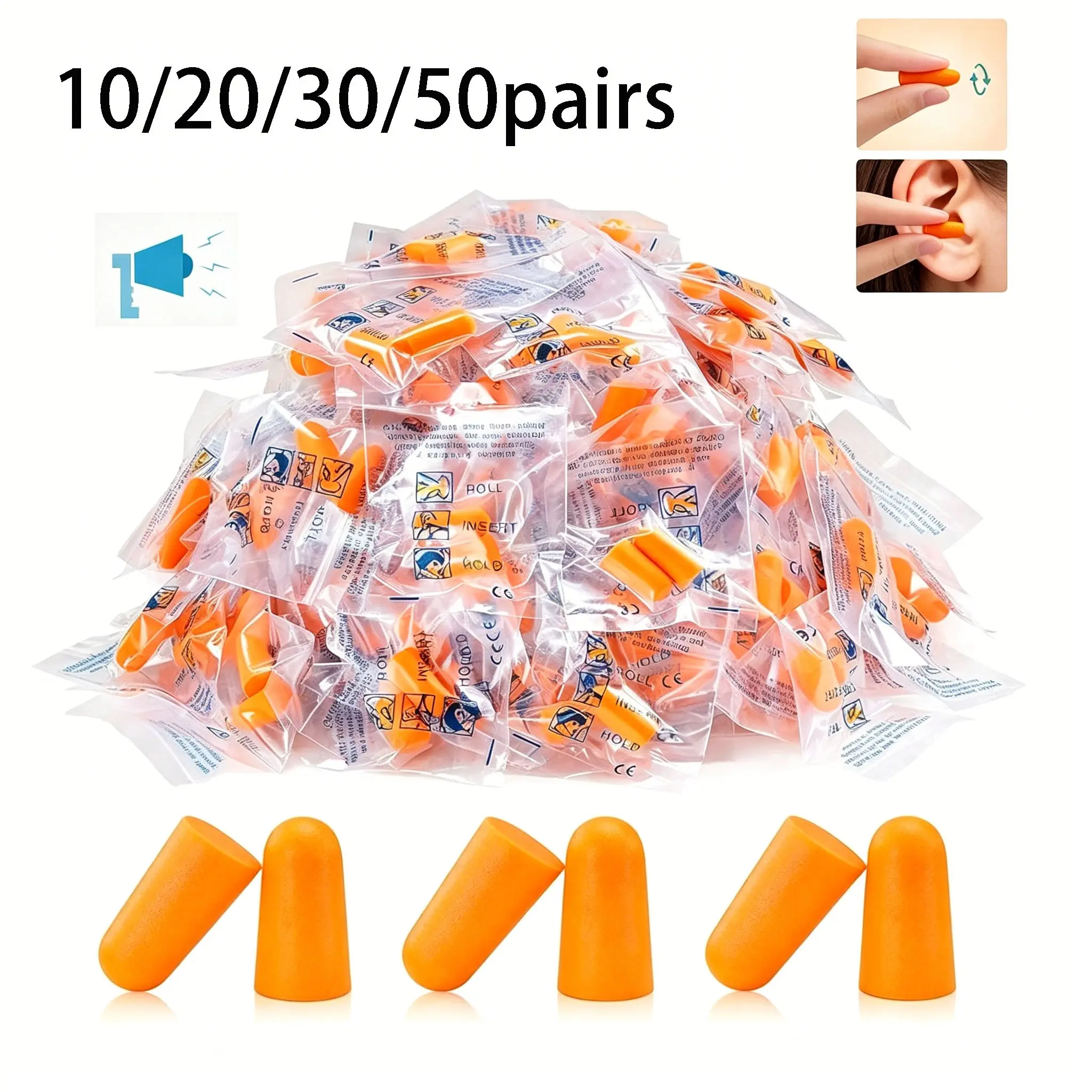 Reusable Foam Earplugs, 32db Nrr Noise Reduction, Sleep & Snoring Relief, Travel, Loud Music, Concert, Shooting, Work, Construction, Hearing Protection