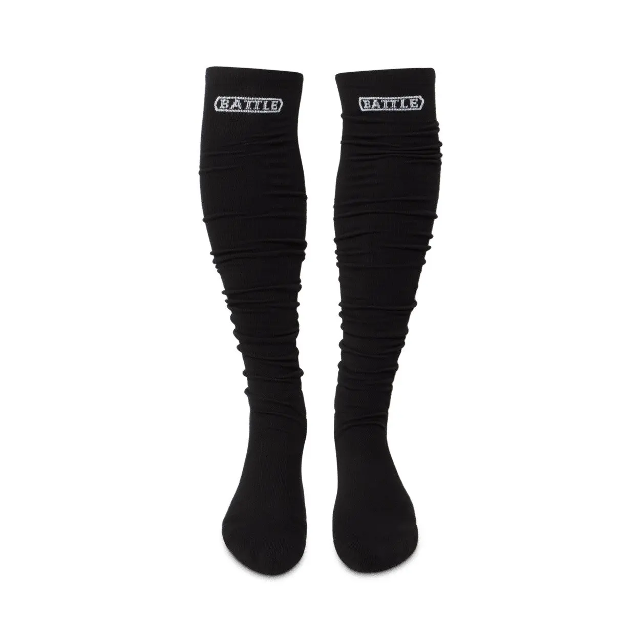 Battle Long Sports Socks - Moisture-Wicking Spandex Fabric, Quick-Dry Over the Calf, Performance Knee-High, Slip Resistant, Power Grip - All-Season Game-Changing Gear Upgrade - Black, Quick-Dry Over The Calf Socks, Athletic Socks