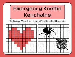 Emergency Knottie Keychains - Crochet Keychains, Customizable Hooks, Scissors, Darning Needle with Pixel Design for On-the-Go Crafting