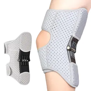 Upgraded Knee Assistive Device, Knee Protection Booster Brace with Spring, Patella Stabilizer Pad for Joint Pain Relief Walk Support Knee Wrap Knee Compression protective sport knee pad Healthcare breathable adjustable knee support tool Black Grey