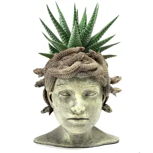 GUTE Medusa Head Planter, Large Solid Stone Face Planter Large Garden Decor Statue Flower & Planter Pot Waterproof Outdoor Garden Flower Pot Art Hand Crafted Original Sculpture - Unique Gifts