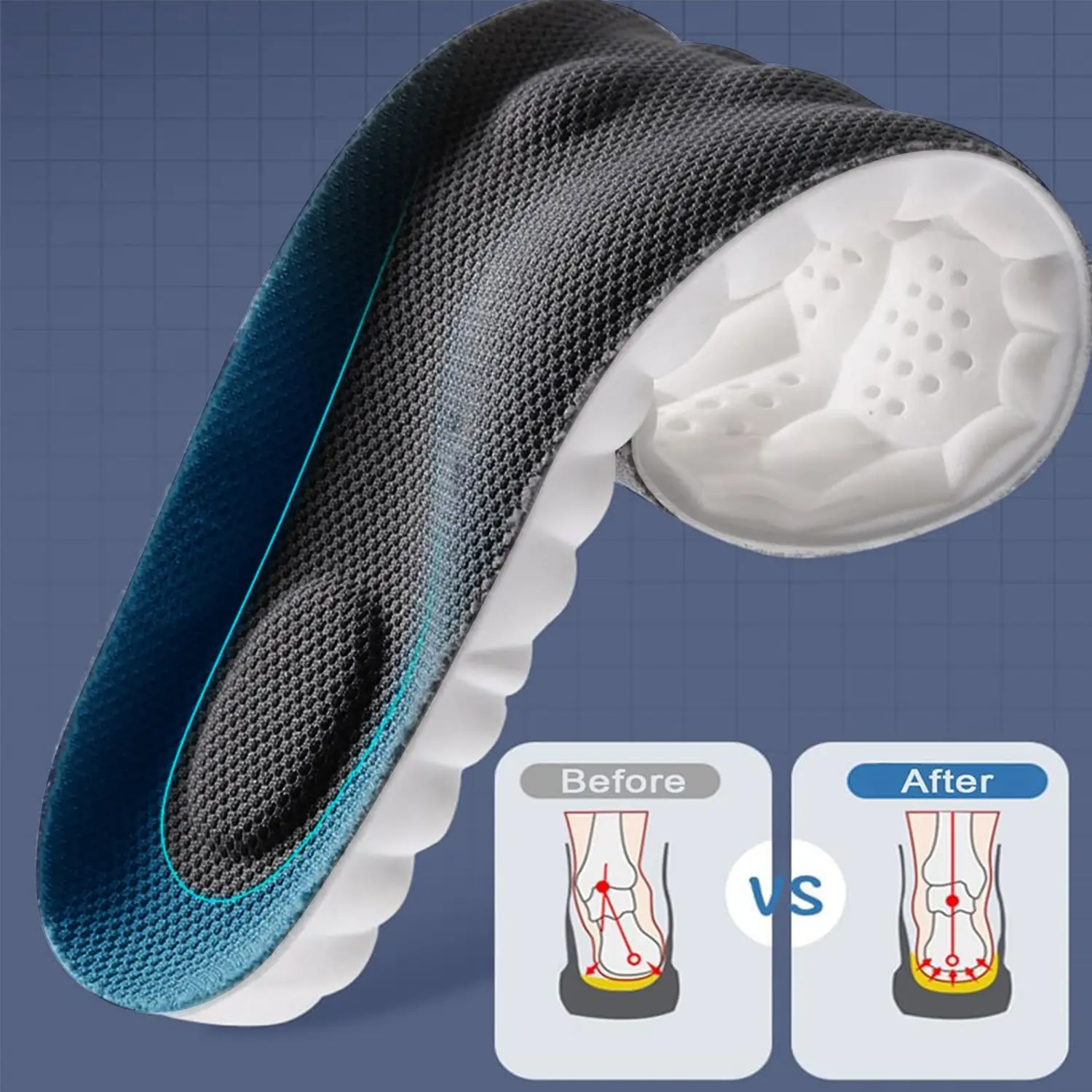3 Pairs Per Pack Premium 4D Cloud PU Insoles Featuring Memory Foam Comfort, Enhanced Arch Support & Thick Shock-Absorbing Structure, Breathable & Soft for Prolonged Standing, Outdoor Sports & Everyday Foot Comfort 3 Pairs Per Pack Premium 4D Cloud PU Insoles Featuring Memory Foam Comfort, Enhanced Arch Support & Thick Shock-Absorbing Structure, Breathable & Soft for Prolonged Standing, Outdoor Sports & Everyday Foot Comfort