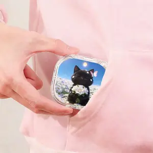 Black Cat White Rose Printed Braces Box, Anti-Lost Portable Denture Storage Box, Dual-Use Orthodontic Retainer Case for Home and Travel