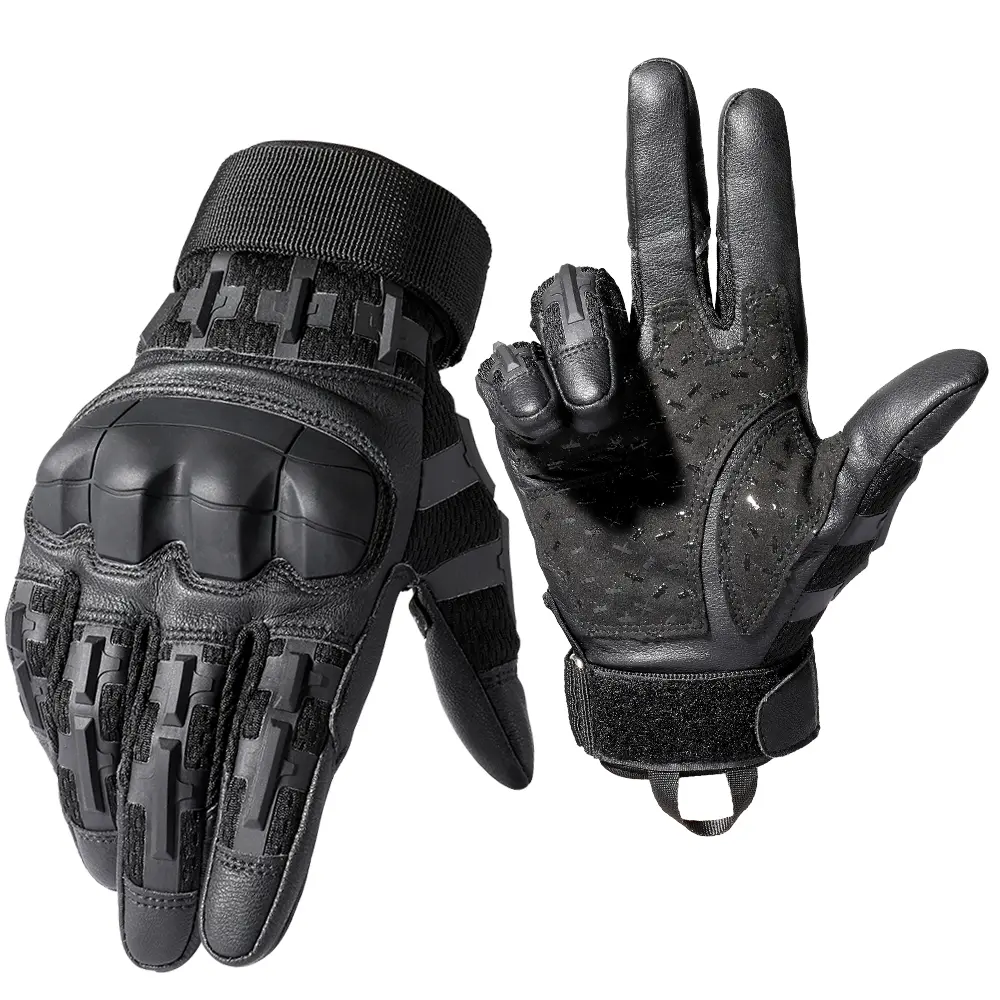 Sports Protective Tactical Gloves, Hard Shell Full Finger Highly Sensitive Touch Screen PU Breathable Anti-Slip Outdoor Protective Gear, Motorcycle Gloves, for Working Hiking Sports, Motobike Riders Gear