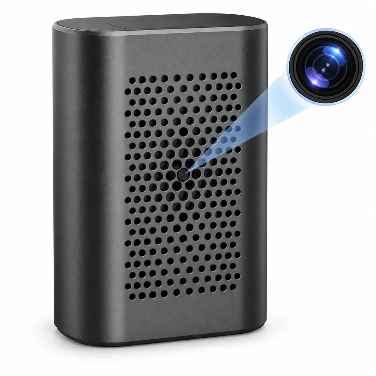 Mini Security Camera with Bluetooth Speaker Function, Rechargeable 4000mAh Battery, 1080P Live View, 120-Degree Wide-Angle, Night Vision, Motion Detection, Built-In Light, 2.4GHz Wi‑Fi