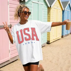 Retro America 4th Of July Shirt Preppy Fourth of July Tshirt Trendy Oversized USA Tee Aesthetic Patriotic Shirt