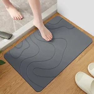 Indoor Diatomite Stone Bath Mat, Diatom Mud Soft Shower Mat, Water Absorption Quick Drying Non Slip Floor Rug, Durable Absorbent Entryway Rugs for Bathroom, Shower Room and Home Indoor Daily Decoration Use