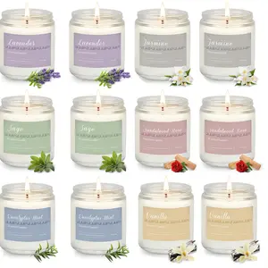 12 Pack Scented Candles Gift Set for Women, Long Lasting Aromatherapy Candles – Up to 300 Hours Total Burn Time, Lavender, Jasmine, Vanilla, Sage, Sandalwood, Rose, Eucalyptus & Mint, Home Fragrance Decor