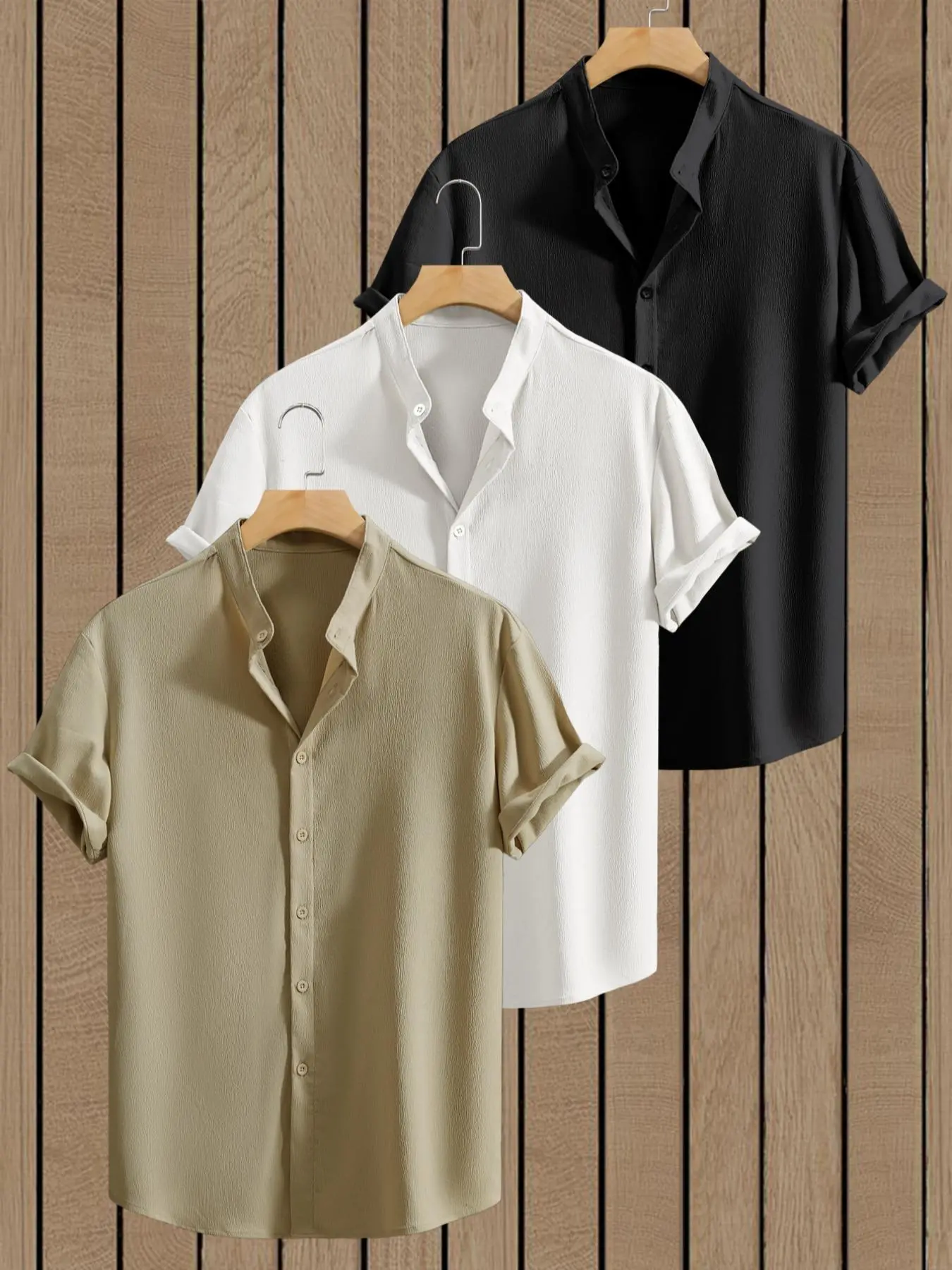 Men's Solid Color Short Sleeve Shirt, Casual Comfy Breathable Top for Daily Wear, Men's Clothes for Summer