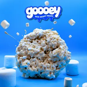Goooey Original Rice Crispy Treat 5.5 Inches x 1 Inch x 2.8 oz (85g) - Ultra-Gooey Texture, Handmade, Marshmallow Flavor, Sea Salt, 1 Treat - Snack