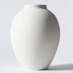 Modern Farmhouse White Ella Vase 9 Inch Tall Matte Round Iron Vase for Home Table Mantel Shelf Decor