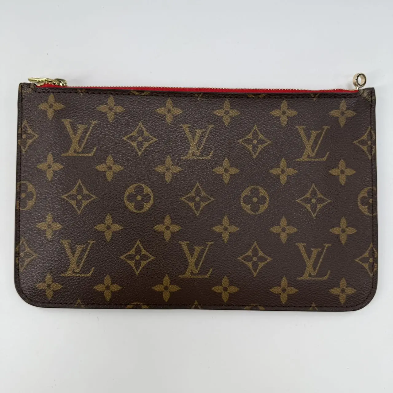 Pre-owned Louis Vuitton Monogram Neverfull Pouch (Red Interior)