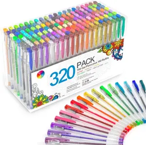 320 Pack Gel Pens Set Smart Color Art Gel Pen with 160 Refills for Adult Coloring Books Drawing Painting Writing Colored Pens Set Colorful Marker Pen