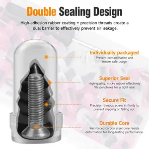 Tire Plug Repair Kit with Screw Type Tire Plugs - Professional Grade Tire Repair Kit Screw Plugs for Car, Truck, Motorcycle & Bicycle Flat Tire Emergency Repair Tools, Includes Screwdriver