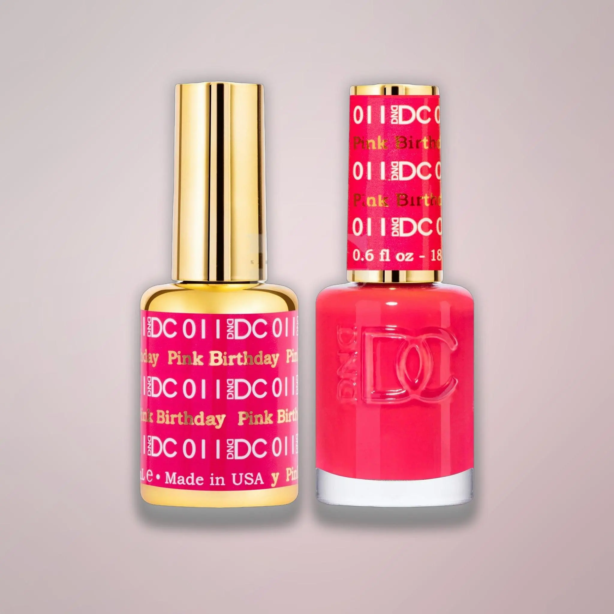 DND DC Duo - 011 Pink Birthday - Gel & Matching Lacquer Duo 0.5 oz