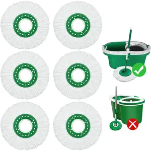 6 Pack Mop  Replacement for Libman Tornado Spin Mop  Microfiber Spin Mop Heads Refill for Libman Tornado Spin Mop System, Easy to Replace and Machine Washable (White, 6 Pack)