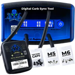 The Digi Sync 4-Channel Digital Carburetor & Throttle Body Synchronizer Tool with Vacuum Gauge & Manometer for Carbureted & Fuel Injected Engines