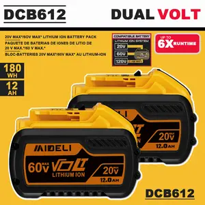 12Ah Replacement for Dewalt 20V 60V Max Lithium-ion Battery Pack Compatible with DCB606 DCB609DCB612, Compatible with DeWalt 20V 60VCordless Power Tools durable construction