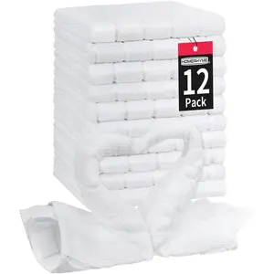 12 Pack White Microfiber Face Washcloths Soft Lint Free Quick Dry Absorbent Reusable Bulk Towels for Bathroom Salon Spa Gym